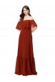 Outlet Off the Shoulder Ruffle Chiffon Bridesmaid Dress