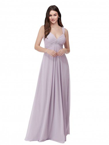 Outlet Draped Chiffon Bridesmaid Dress with Sash