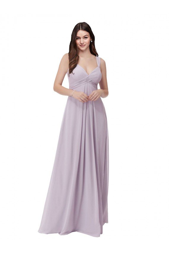 Outlet Draped Chiffon Bridesmaid Dress with Sash