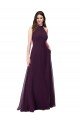 Outlet Chiffon High-Halter Bridesmaids Dress with Keyhole Back
