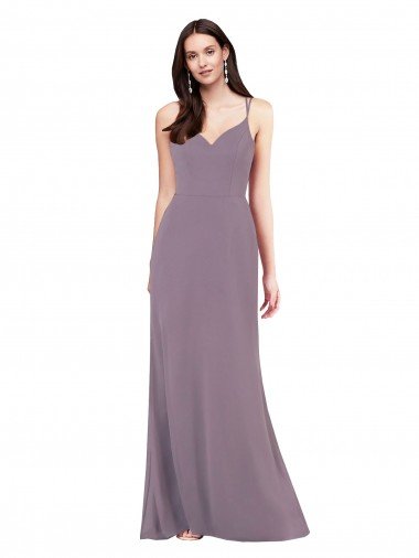 Outlet Simple Floor-Length Chiffon Formal Bridesmaid Dress with Criss-Cross Back