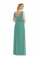 Outlet Plunge Neckline Bow Shoulder Chiffon Maxi Bridesmaid Dress