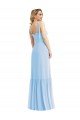 Outlet Tie Shoulder Bustier Bodice Ruffle Hem Maxi Bridesmaid Dress