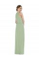 Outlet High Neck Scarf Tie Blouson Bodice Maxi Bridesmaid Dress with Front Slit