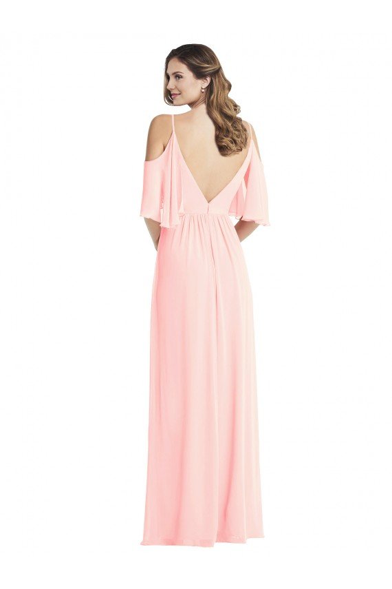 Outlet Cold Shoulder Draped Wrap Maxi Bridesmaid Dress