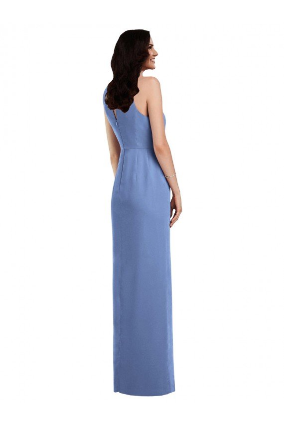 Outlet Sleeveless Chiffon Bridesmaid Dress with Draped Front Slit