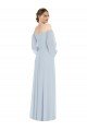 Outlet Off the Shoulder Puff Sleeve Maxi Formal Bridesmaid Dress with Front Slit