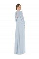 Outlet Strapless Chiffon Maxi Formal Bridesmaid Dress with Puff Sleeve Blouson Overlay