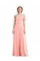 Outlet Off the Shoulder Ruffle Cuff Sleeve Chiffon Maxi Bridesmaid Dress