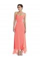 Outlet Scoop Neck Ruffle Trimmed High Low Maxi Bridesmaid Dress