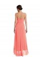 Outlet Scoop Neck Ruffle Trimmed High Low Maxi Bridesmaid Dress