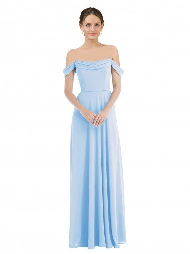 Outlet Off the Shoulder Draped Neckline Maxi Formal Bridesmaid Dress