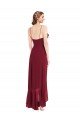 Outlet Ruffle Trimmed V-Neck High Low Wrap Chiffon Bridesmaid Dress