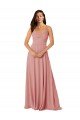 Outlet Twist-Knot V-Neck Long Chiffon Bridesmaid Dress with Pockets