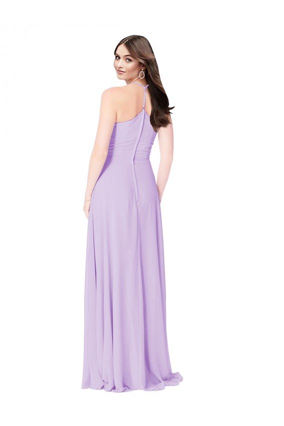 Outlet Chiffon A-Line Bridesmaid Dress with Halter Back