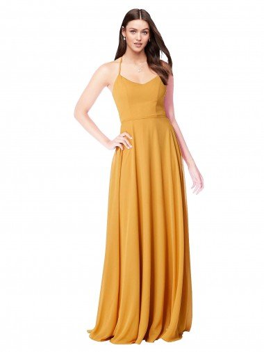 Outlet Chiffon A-Line Bridesmaid Dress with Halter Back