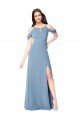 Outlet High Neck Chiffon Bridesmaid Dress with Draped Sleeves