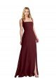 Outlet Square Neckline Soft A-Line Chiffon Bridesmaid Dress with Side Slit