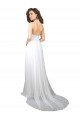 Outlet Simple Halter Plunge V-Neckline Chiffon Beach Wedding Dress with High Leg Split