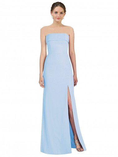 Outlet Strapless Trumpet Chiffon Formal Bridesmaid Dress with Thigh high Slit