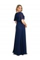 Outlet Chiffon V-Neck Short Sleeves Long Formal Bridesmaid Dress / Prom Dress with High Slit
