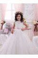 Outlet Ivory Ball Gown Bateau Chapel Train Sleeveless Flower Girl Dress