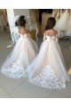 Outlet Ivory Ball Gown Sweetheart Chapel Train Long Sleeve Flower Girl Dress