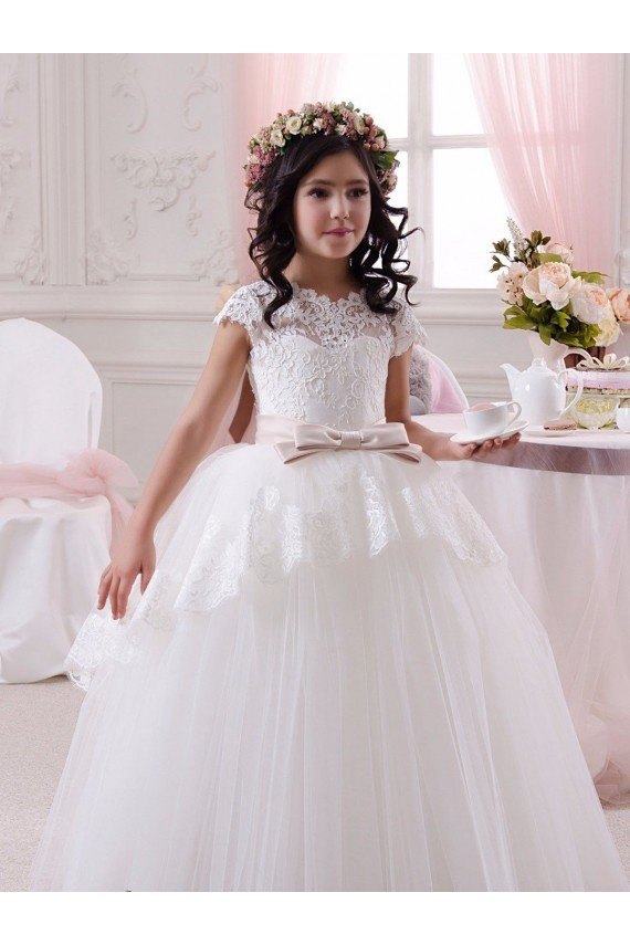 Outlet Ivory Ball Gown Sweetheart Floor Length Sleeveless Flower Girl Dress