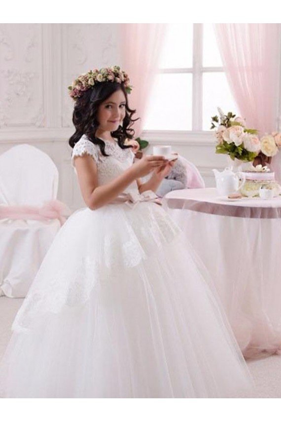 Outlet Ivory Ball Gown Sweetheart Floor Length Sleeveless Flower Girl Dress