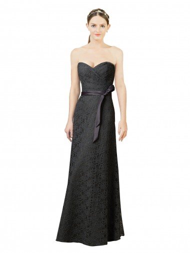 Outlet Strapless Lace Bridesmaid Dress with Sweetheart Neckline