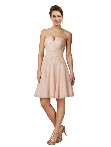 Outlet Lace and Chiffon Bridesmaid Dress / Cocktail Dress with Unique Neckline