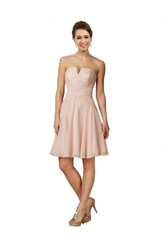 Outlet Lace and Chiffon Bridesmaid Dress / Cocktail Dress with Unique Neckline