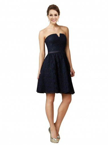 Outlet Classic Knee Length Lace Bridesmaid Dress / Cocktail Dress with Notched Neckline
