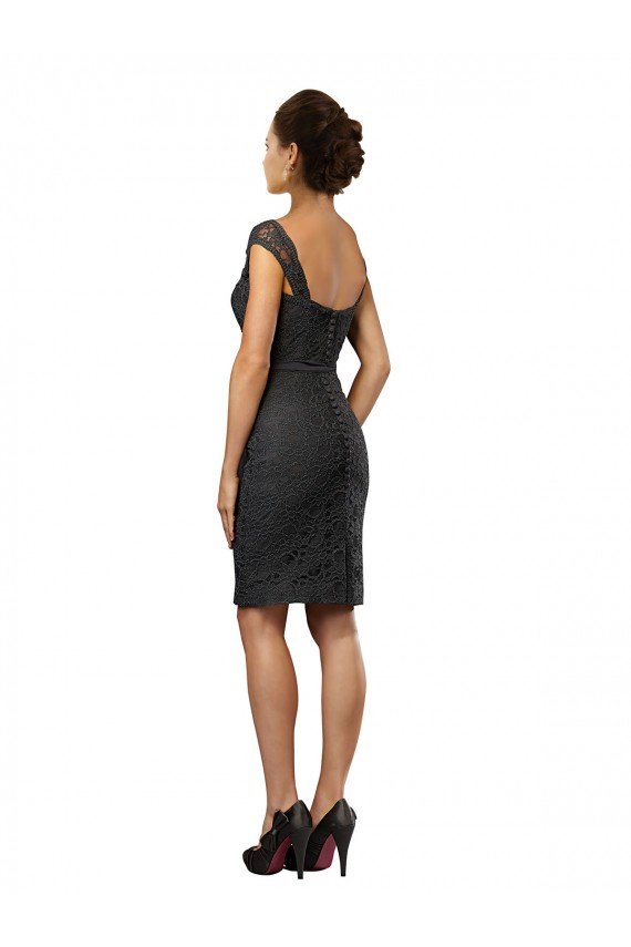 Outlet Knee Length Lace Bridesmaid Dress / Cocktail Dress with Matching Chiffon Tie Sash