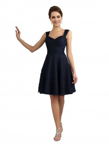 Outlet Lace Bridesmaid Dress / Cocktail Dress with Sweetheart Neckline and Button Back Detail