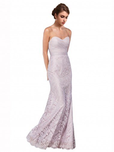 Outlet Floor Length Fitted Sweetheart Lace Bridesmaid Dress / Prom Dress