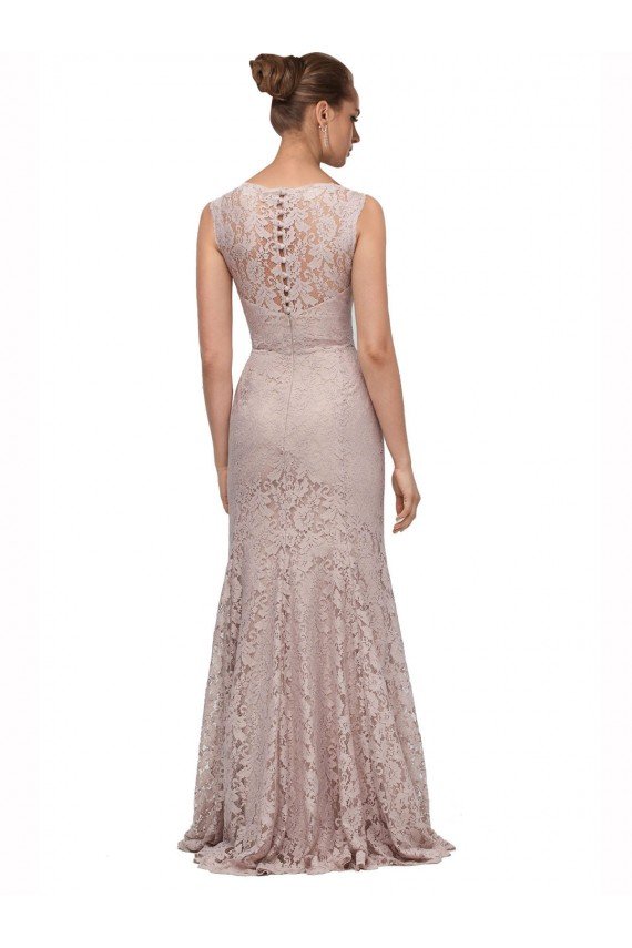 Outlet Long Sleeveless All Lace Bridesmaid Dress / Prom Dress with Scoop Neckline