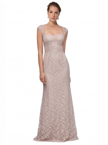Outlet Sweetheart Neckline Cap Sleeves Lace Bridesmaid Dress / Prom Dress with Twist