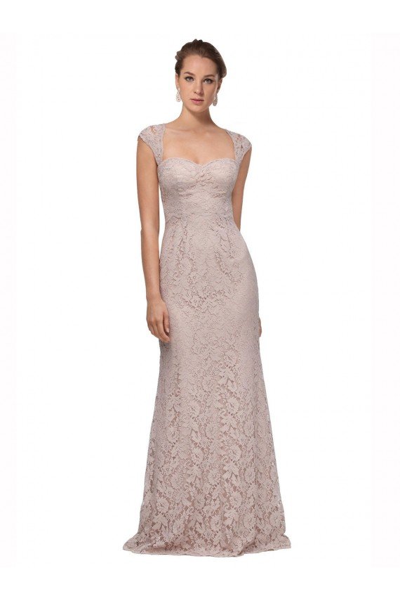 Outlet Sweetheart Neckline Cap Sleeves Lace Bridesmaid Dress / Prom Dress with Twist