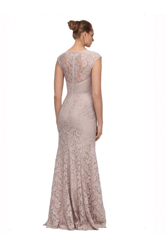 Outlet Sweetheart Neckline Cap Sleeves Lace Bridesmaid Dress / Prom Dress with Twist