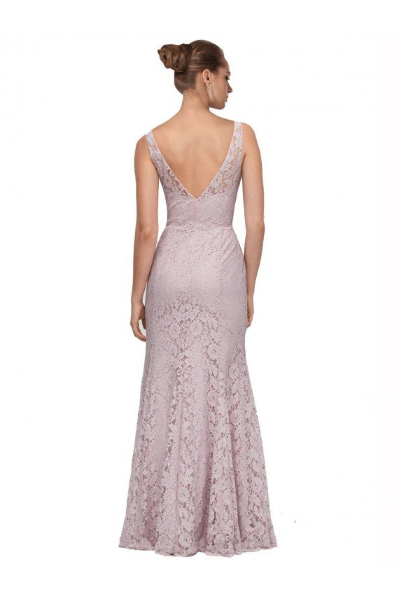 Outlet Lace V-Neckline Long Full Length Bridesmaid Dress / Prom Dress