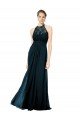 Outlet Lace Halter Bodice Long Chiffon Bridesmaid Dress