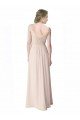 Outlet Long Chiffon Bridesmaid Dress with Corded Lace V-Neck Bodice