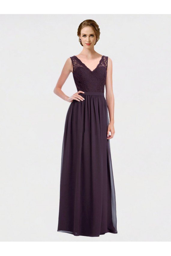 Outlet V-Neck Bridesmaid Dress with Corded Lace Bodice