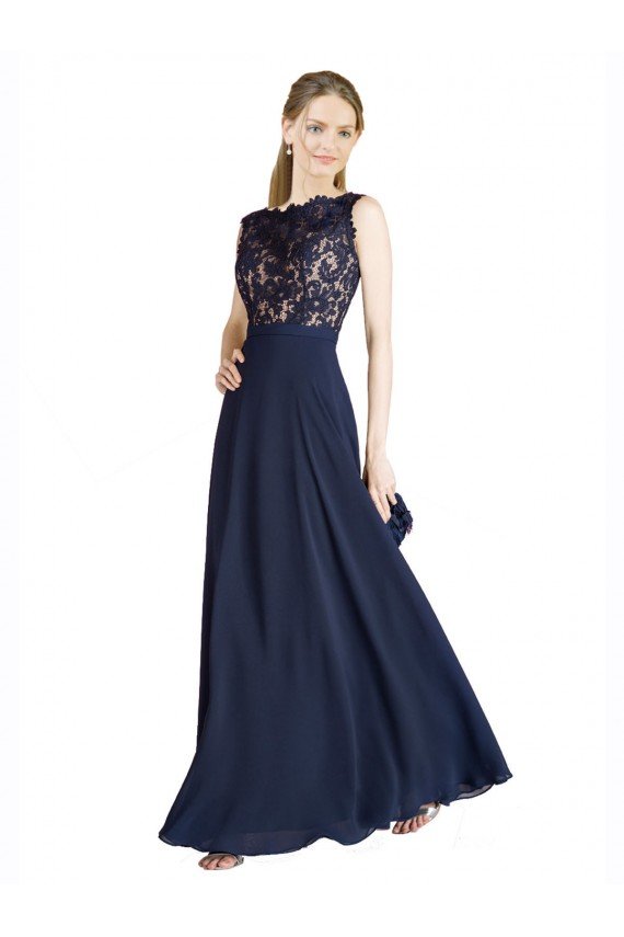 Outlet Bateaux Neckline A-Line Lace Bridesmaid Dress / Prom Dress with Top Nude Layer