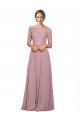 Outlet Off the Shoulder Lace Crop Top A-Line Chiffon Bridesmaid Dress / Prom Dress