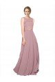 Outlet Long A-Line Chiffon Bridesmaid Dress / Prom Dress with Sleeveless Lace Crop Top