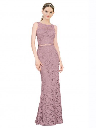 Outlet Sleeveless Crop Top High Neck Mermaid Lace Bridesmaid Dress / Prom Dress