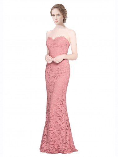Outlet Fitted Sweetheart Mermaid Lace Bridesmaid Dress / Prom Dress