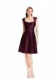Outlet Short Knee Length Lace Cocktail Bridesmaid Dress with Square Neck